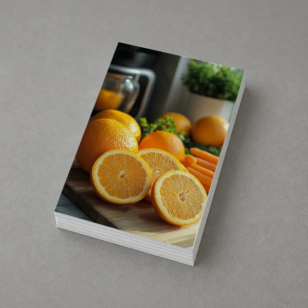 Fresh Oranges on Kitchen Cutting Board – Postcards