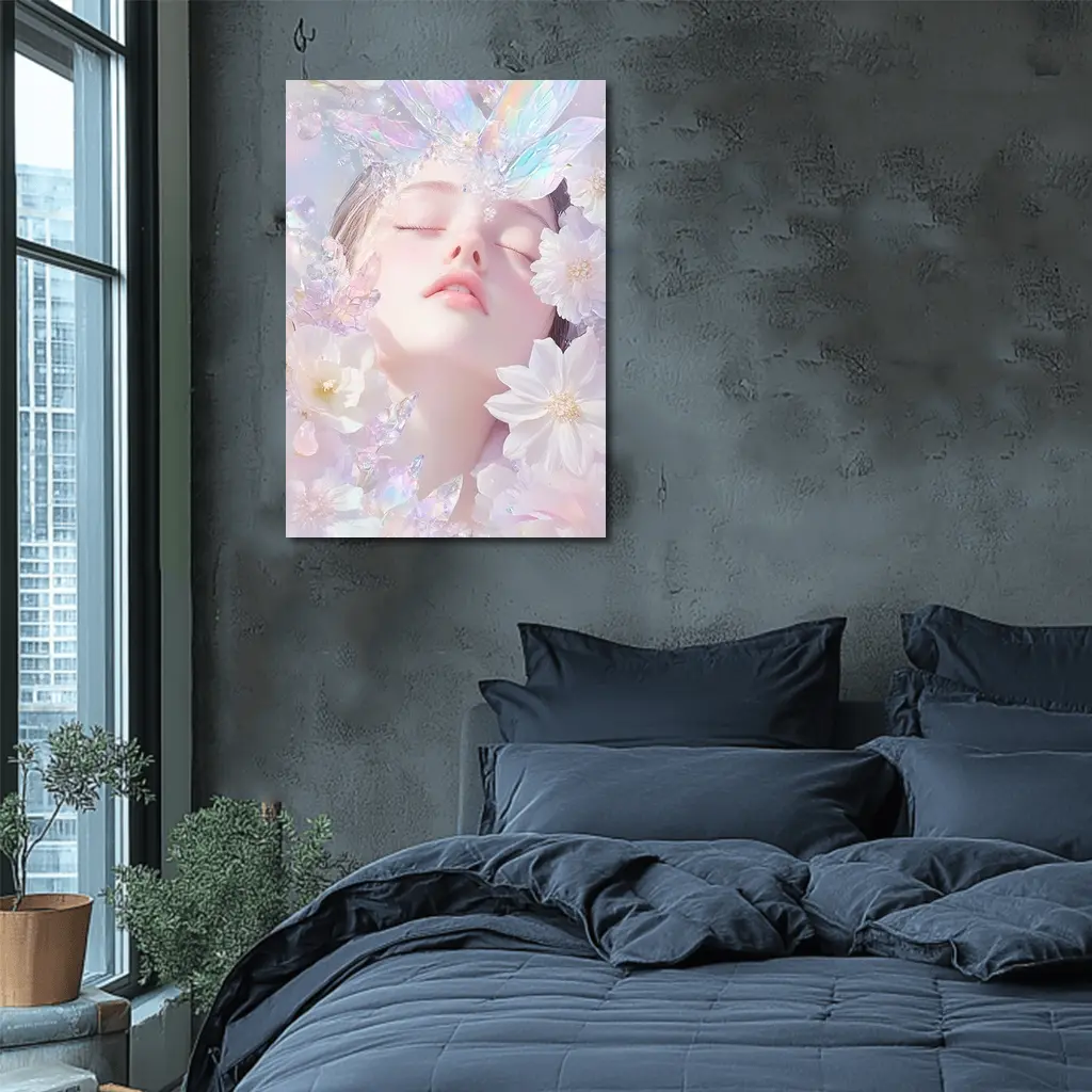 Dreamy Fairy Girl White Flowers Fantasy Art – Wall Art
