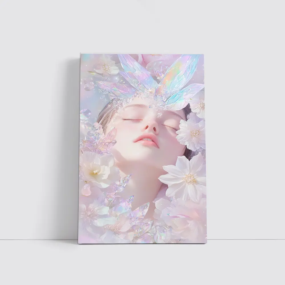 Dreamy Fairy Girl White Flowers Fantasy Art – Wall Art