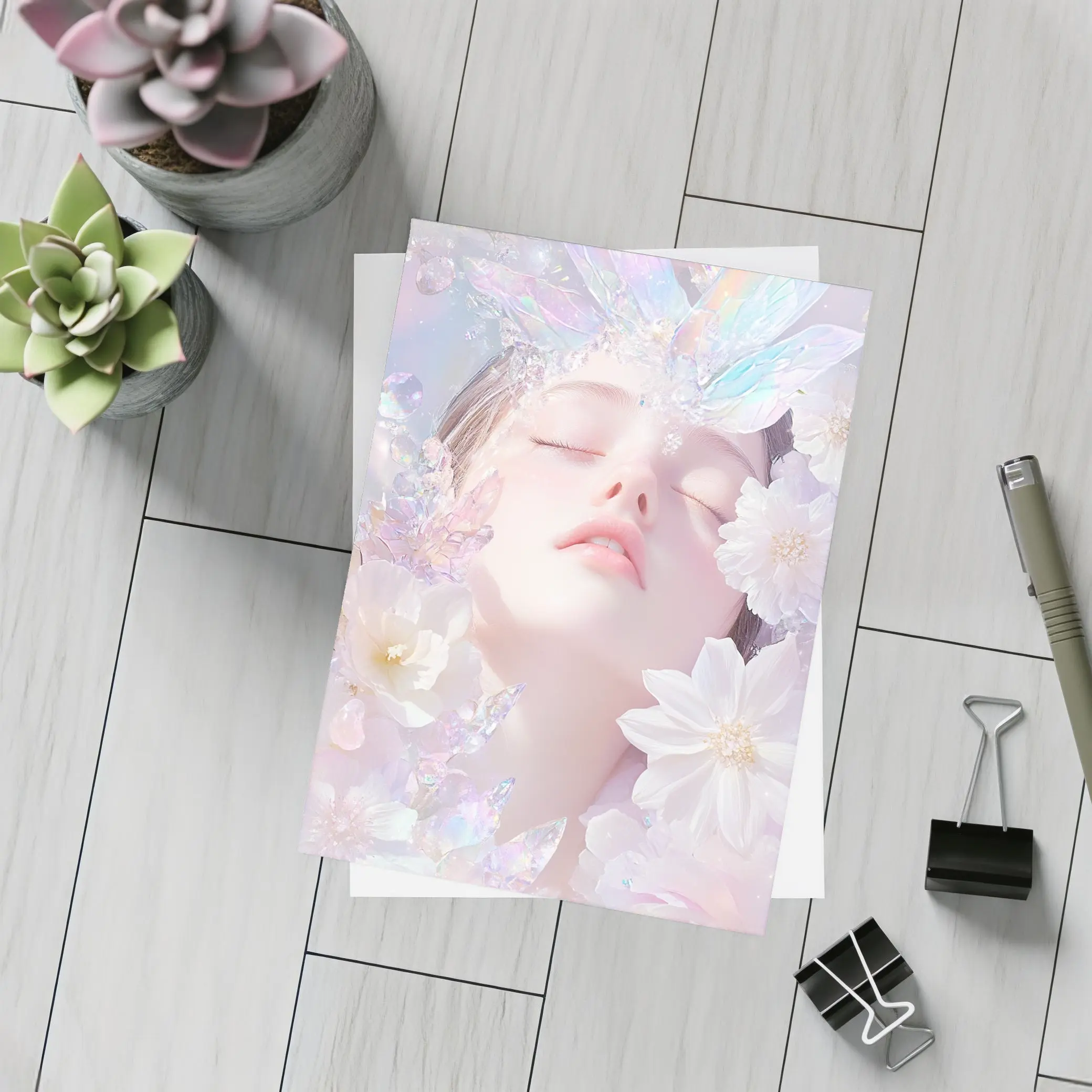 Dreamy Fairy Girl White Flowers Fantasy Art – Postcards