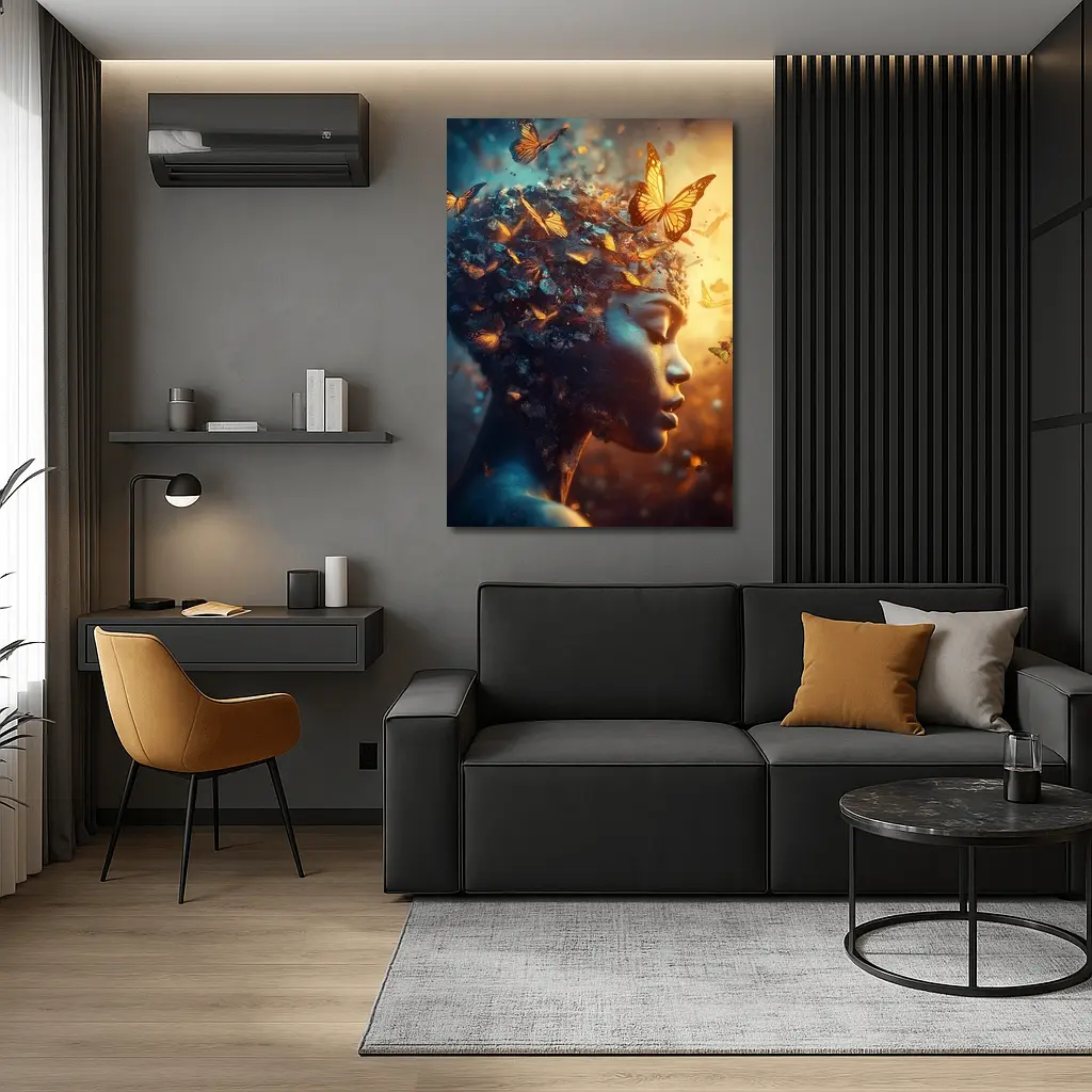 Woman Butterflies Flying Surreal Fantasy Art – Wall Art