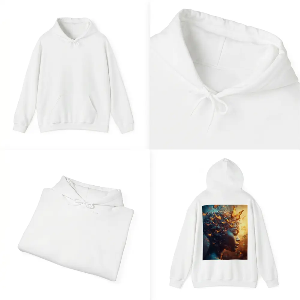 Woman Butterflies Flying Surreal Fantasy Art – Hoodies
