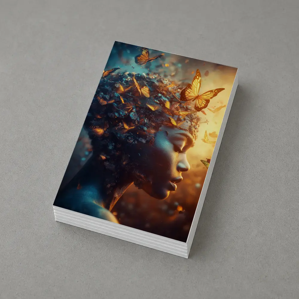 Woman Butterflies Flying Surreal Fantasy Art – Postcards