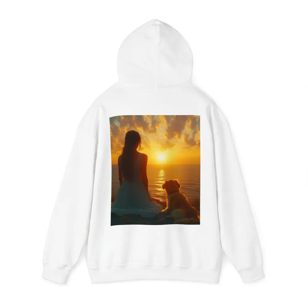 Woman and Dog Watching Ocean Sunset – Hoodies