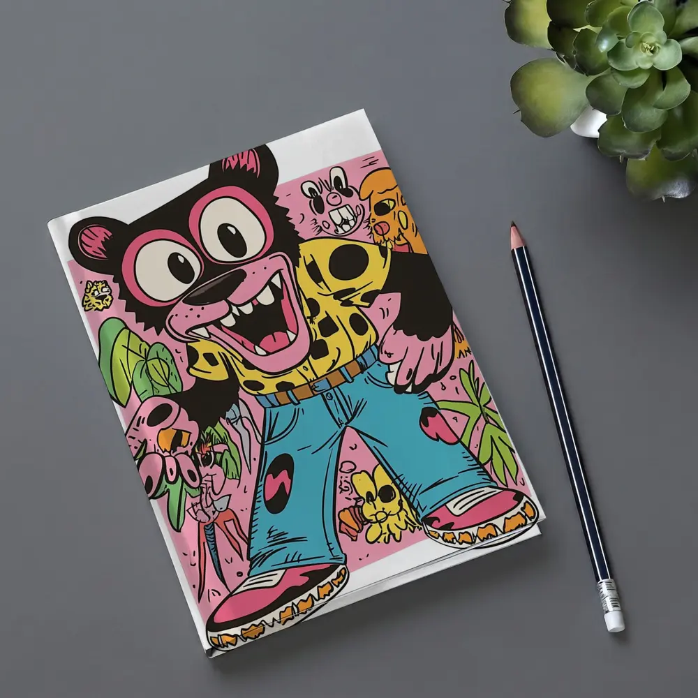 Cartoon Bear Character Colorful Graffiti Art – Notebooks