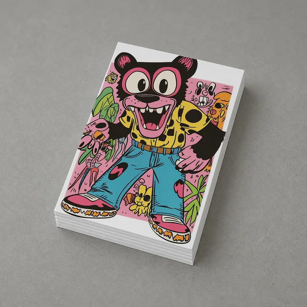 Cartoon Bear Character Colorful Graffiti Art – Postcards