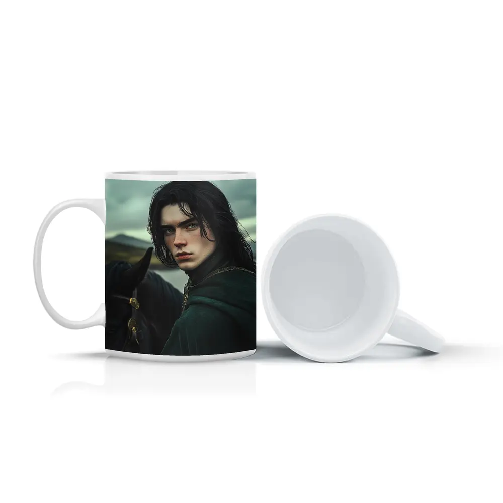 Dark Young Knight With Black Horse Fantasy – Mugs