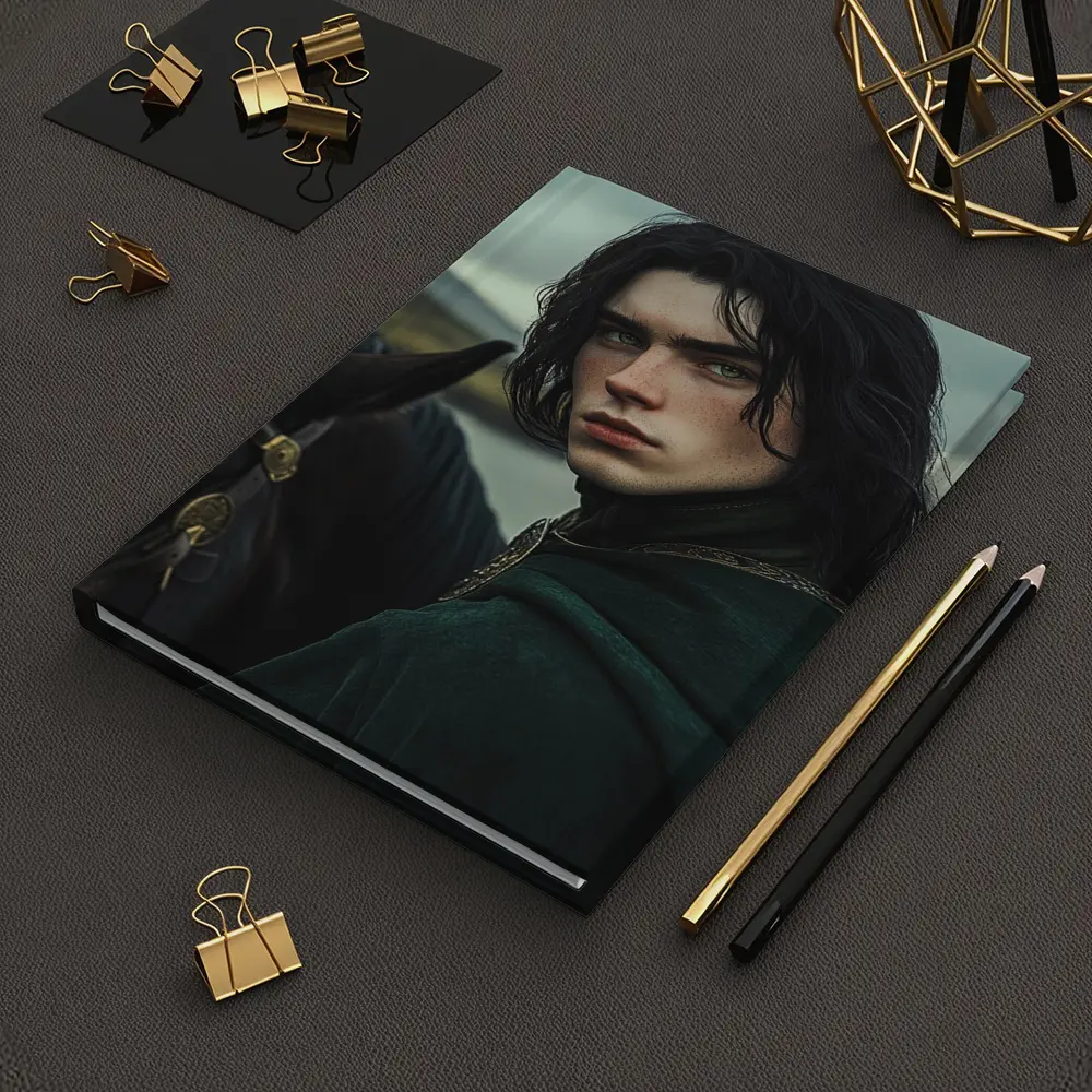 Dark Young Knight With Black Horse Fantasy – Notebooks