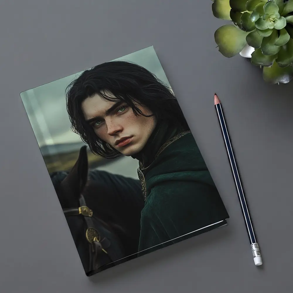 Dark Young Knight With Black Horse Fantasy – Notebooks