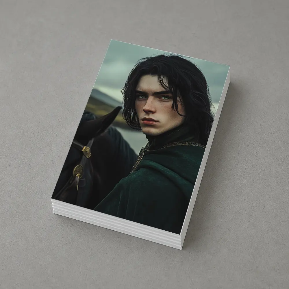 Dark Young Knight With Black Horse Fantasy – Postcards