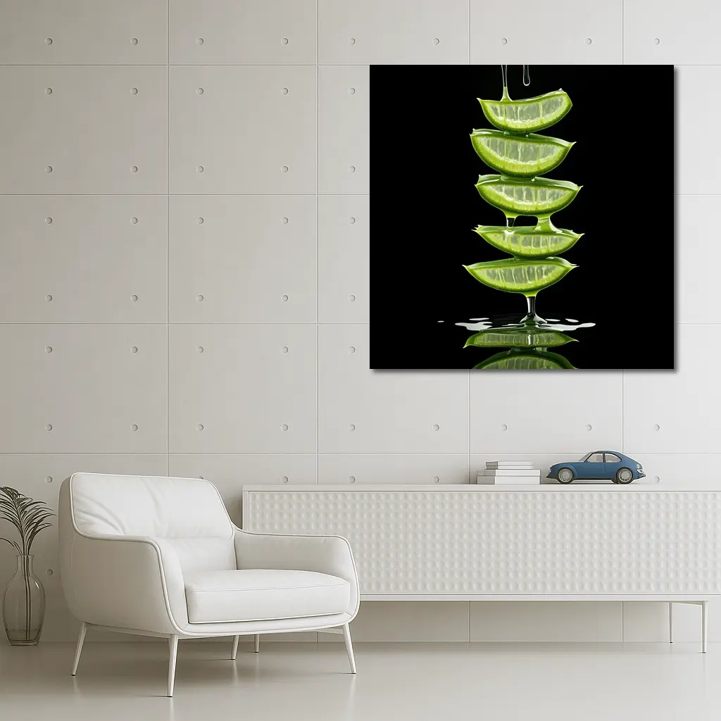 Aloe Vera Slices Dripping Gel Black Background – Wall Art