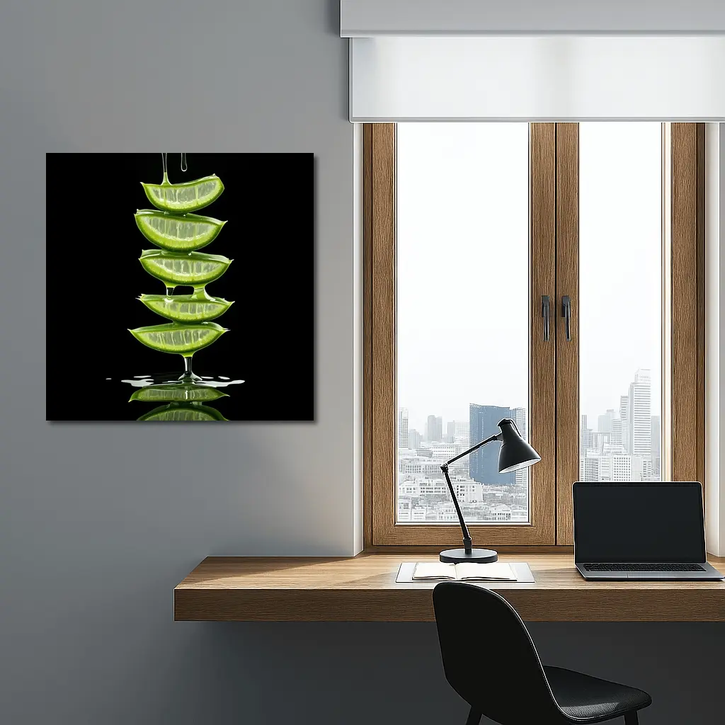 Aloe Vera Slices Dripping Gel Black Background – Wall Art
