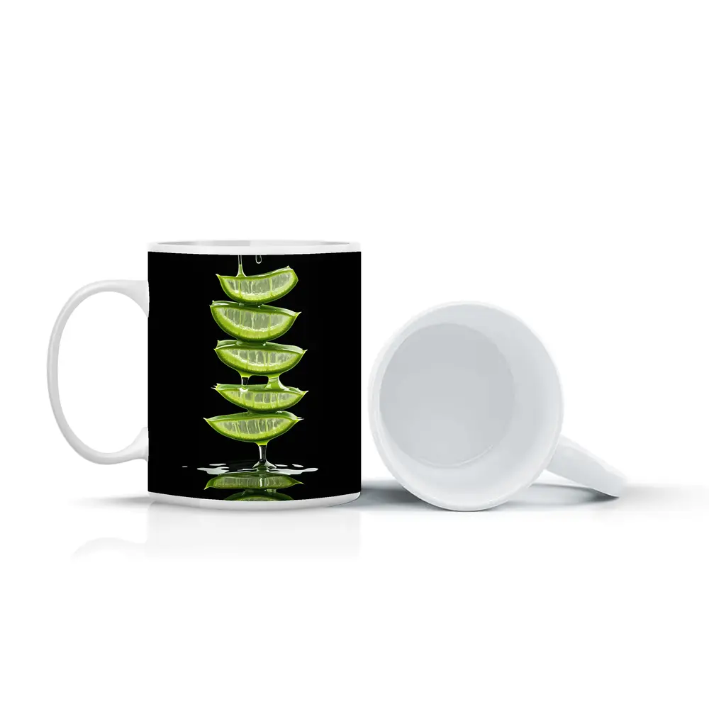 Aloe Vera Slices Dripping Gel Black Background – Mugs
