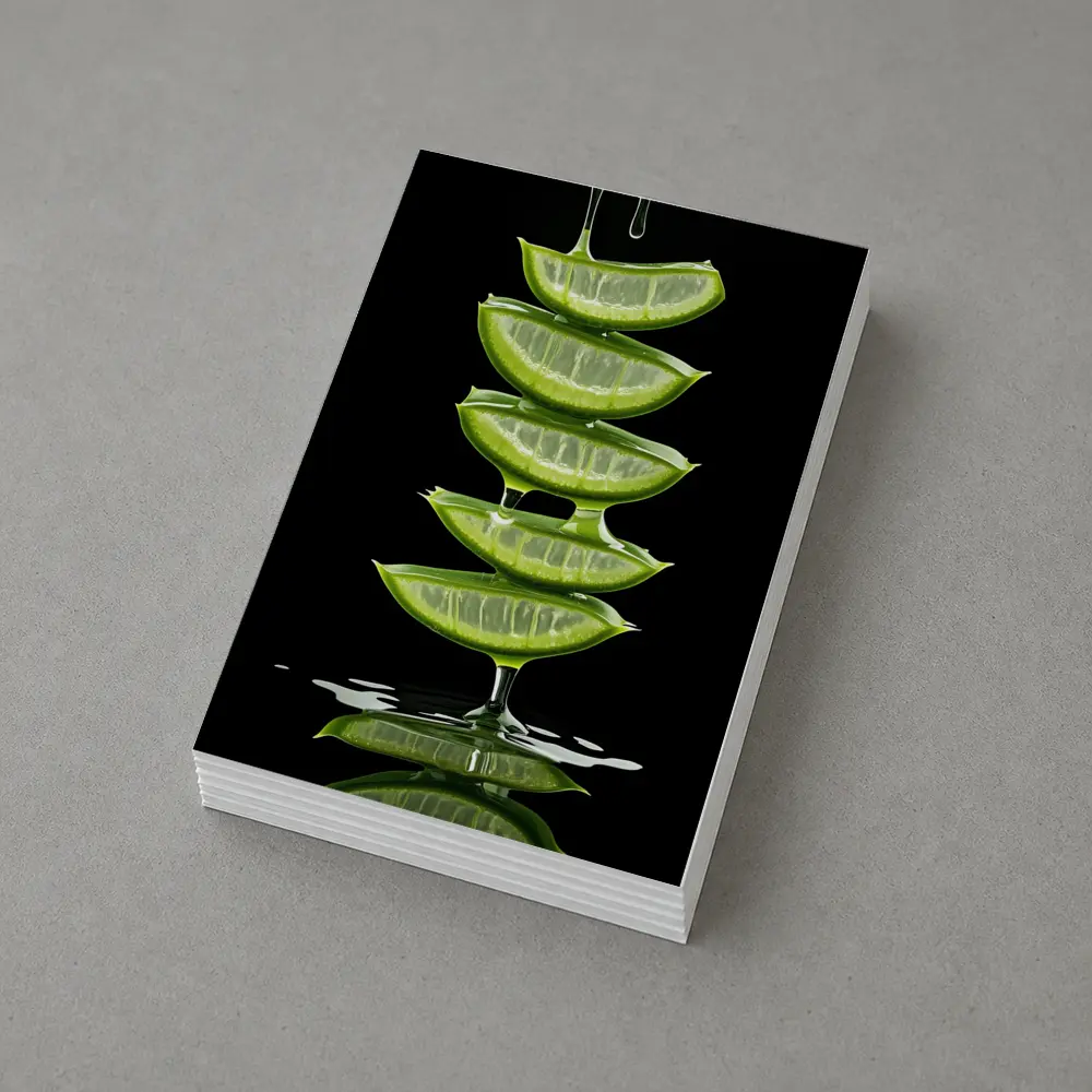 Aloe Vera Slices Dripping Gel Black Background – Postcards
