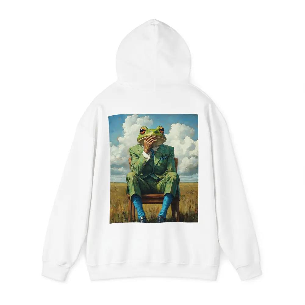 Thoughtful Frog Gentleman Oil Painting Fields – Hoodies