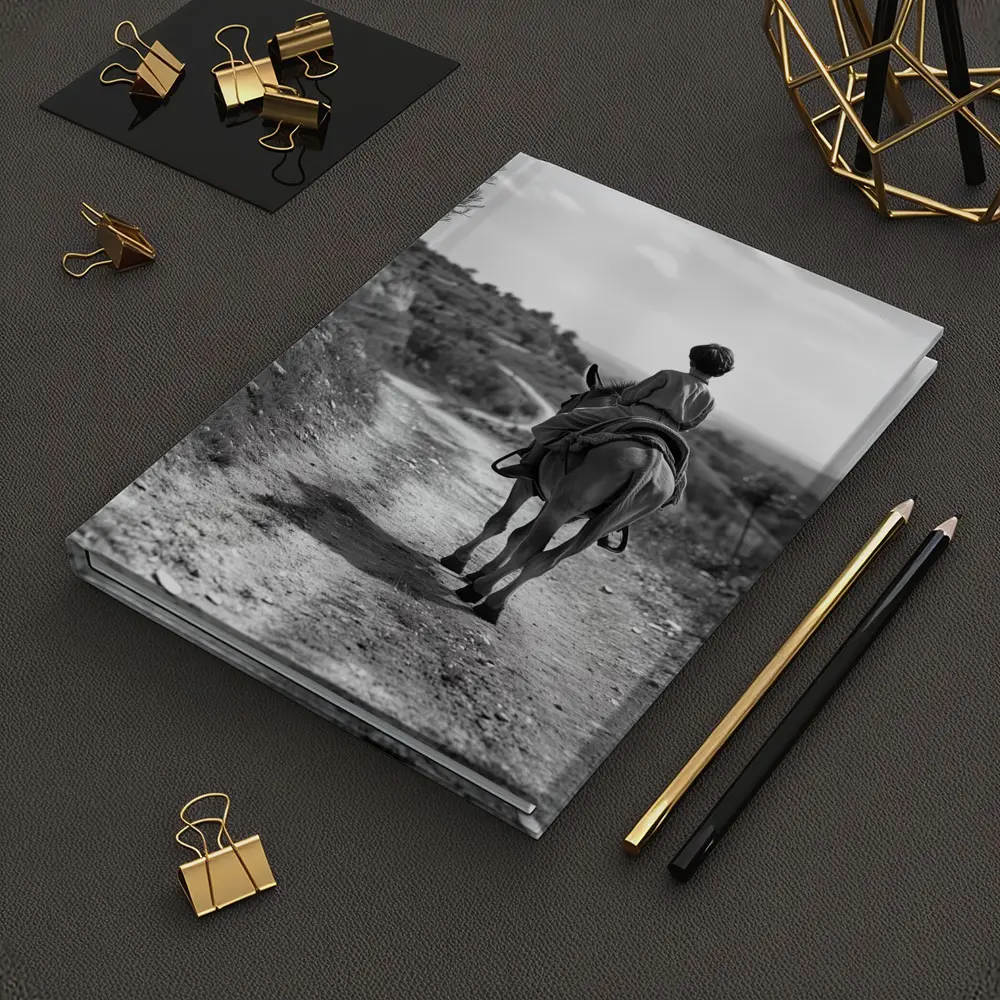 Boy Riding Donkey On Rural Path – Notebooks