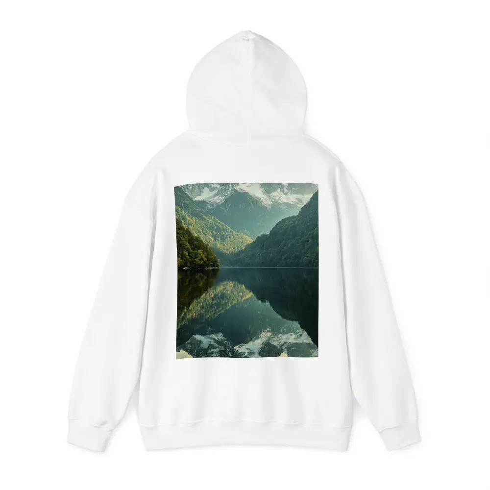 Snow Mountain Reflection Over Calm Lake – Hoodies