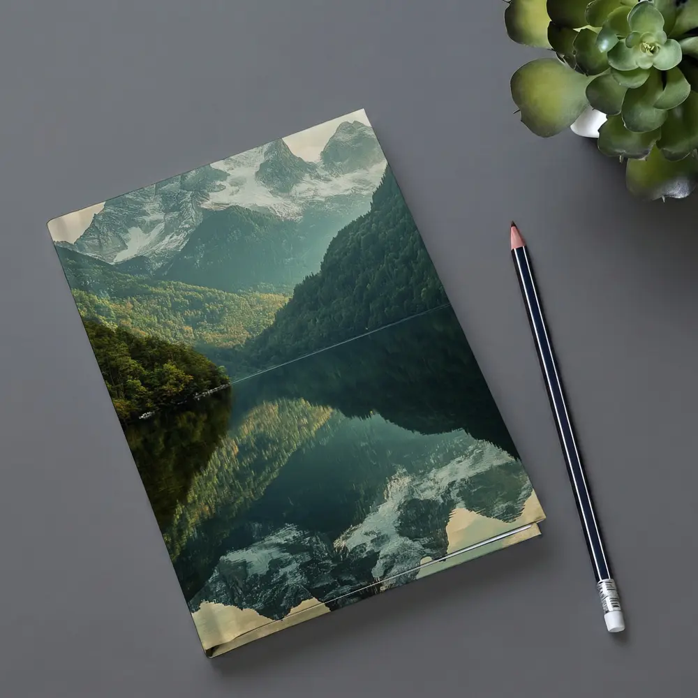 Snow Mountain Reflection Over Calm Lake – Notebooks