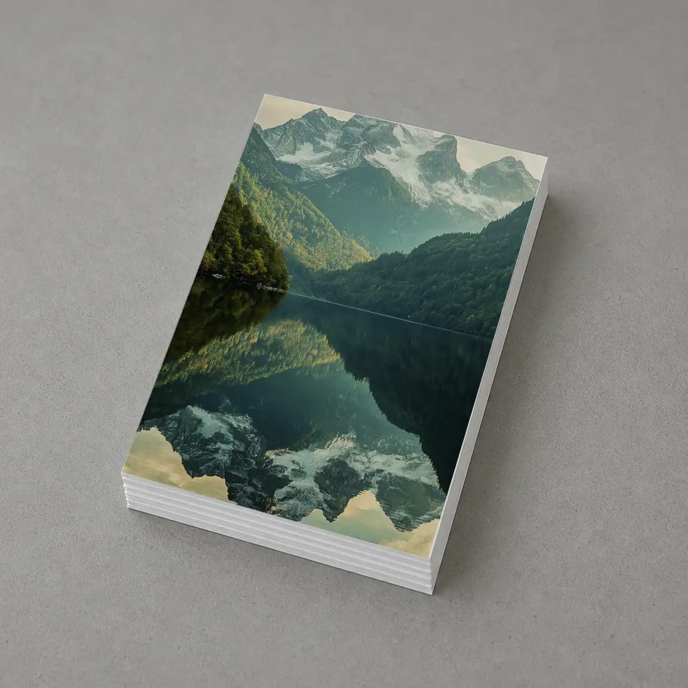 Snow Mountain Reflection Over Calm Lake – Postcards
