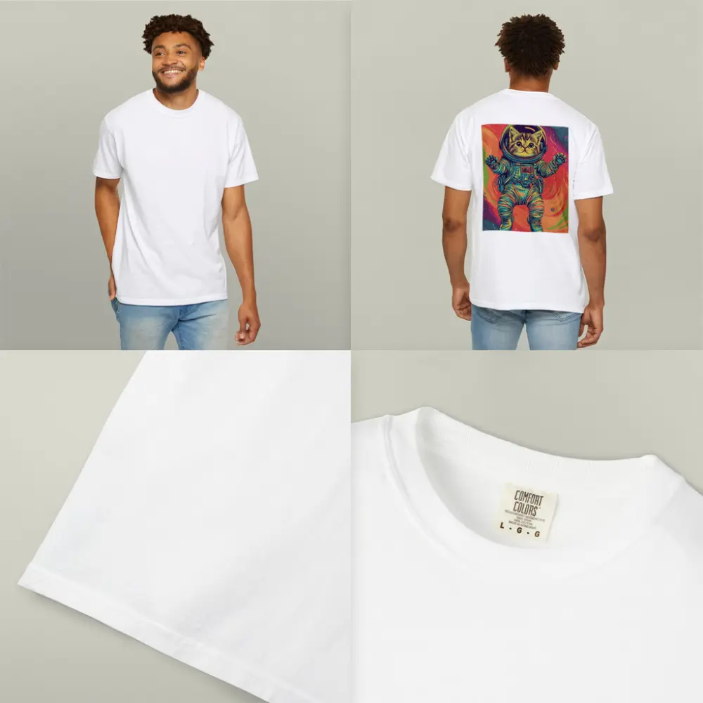 Tabby Cat Astronaut Floating In Colorful Space – T-Shirts