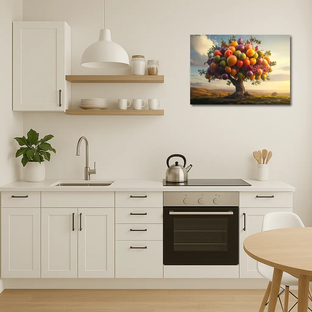 Colorful Fruit Tree Golden Countryside Sunset – Wall Art