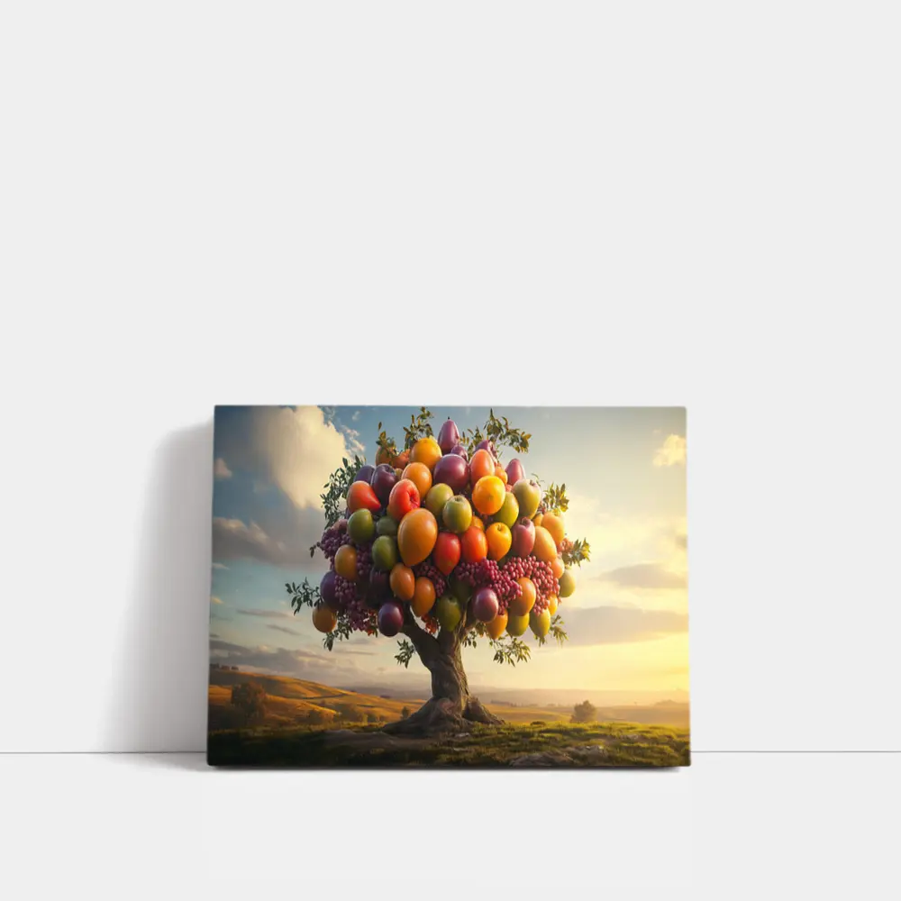 Colorful Fruit Tree Golden Countryside Sunset – Wall Art