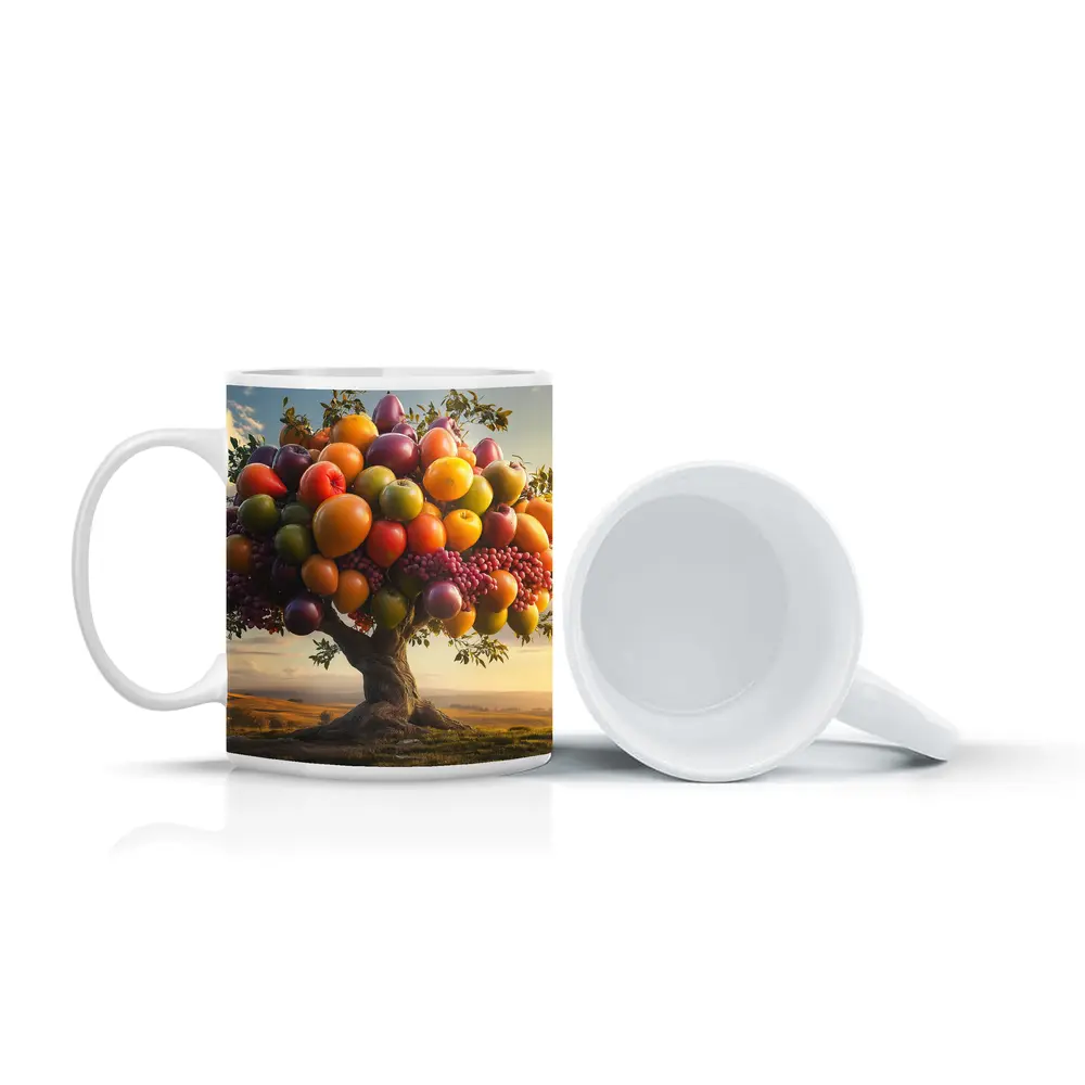 Colorful Fruit Tree Golden Countryside Sunset – Mugs