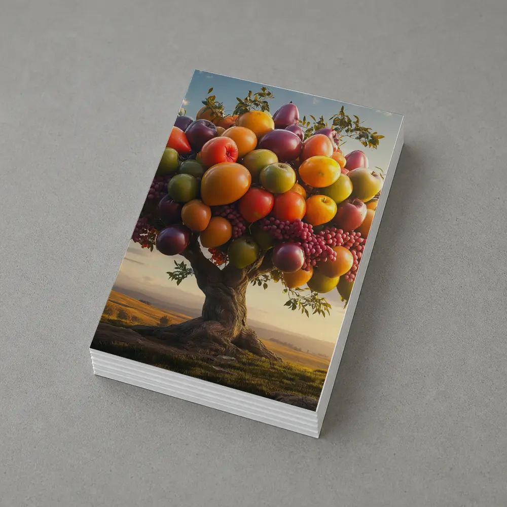Colorful Fruit Tree Golden Countryside Sunset – Postcards