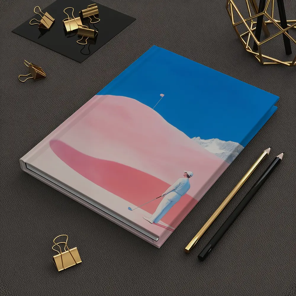 Golfer Pink Dunes Surreal Blue Sky – Notebooks