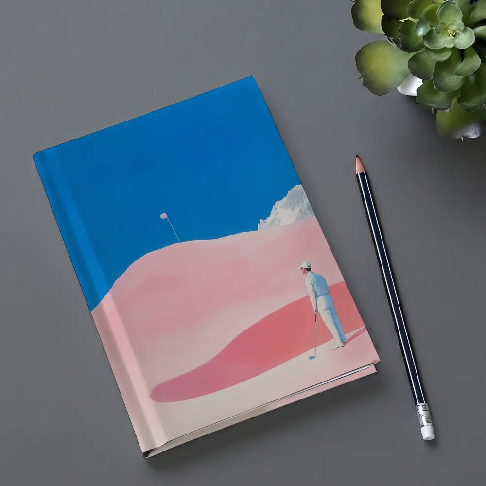 Golfer Pink Dunes Surreal Blue Sky – Notebooks