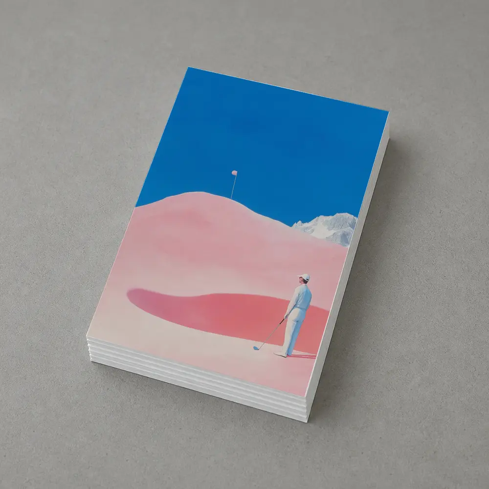 Golfer Pink Dunes Surreal Blue Sky – Postcards