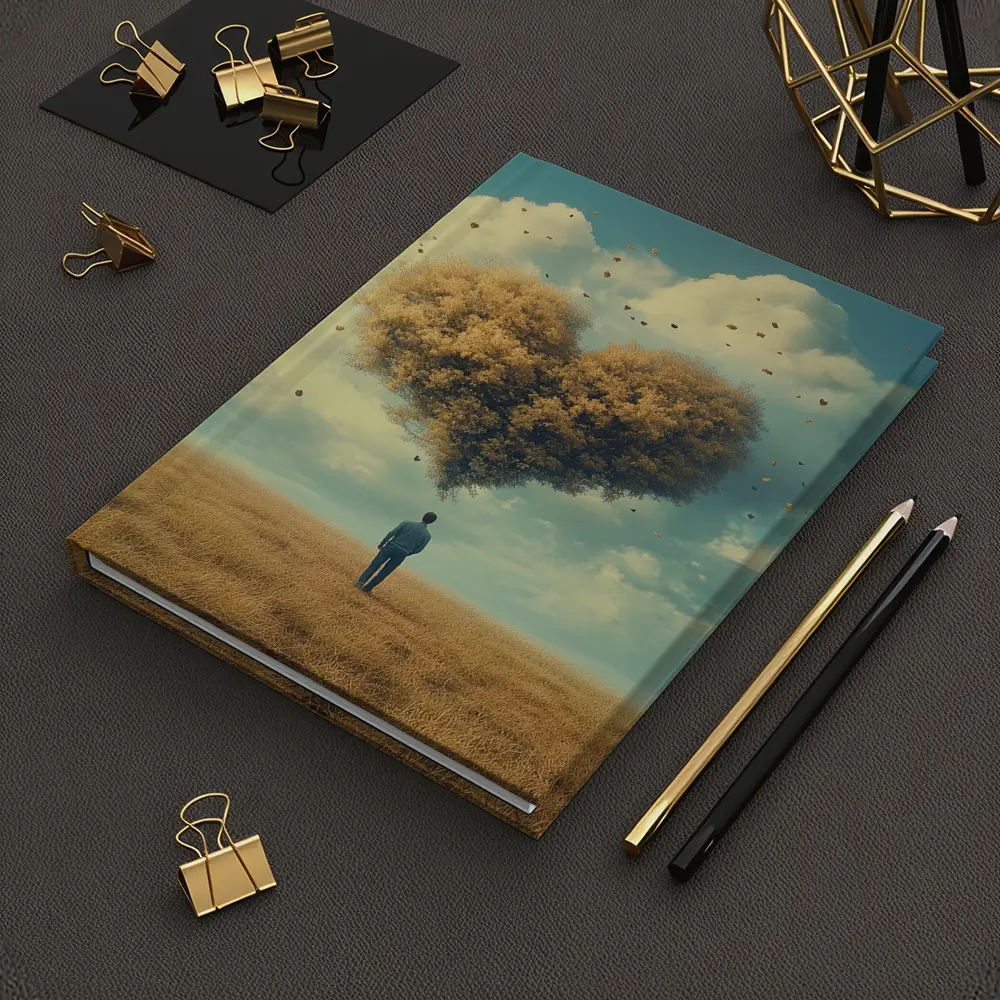 Man Standing Before Giant Heart Cloud Field – Notebooks