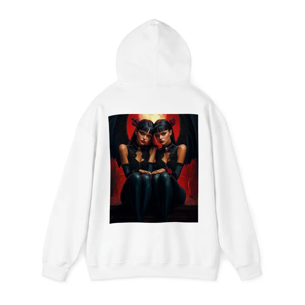 Twin Demon Girls Red Moon Dark Fantasy – Hoodies