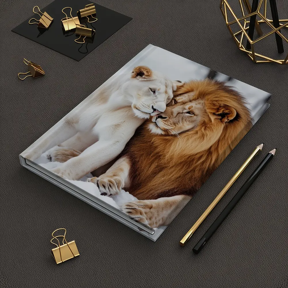 White Lioness and Lion in Snow – Notebooks