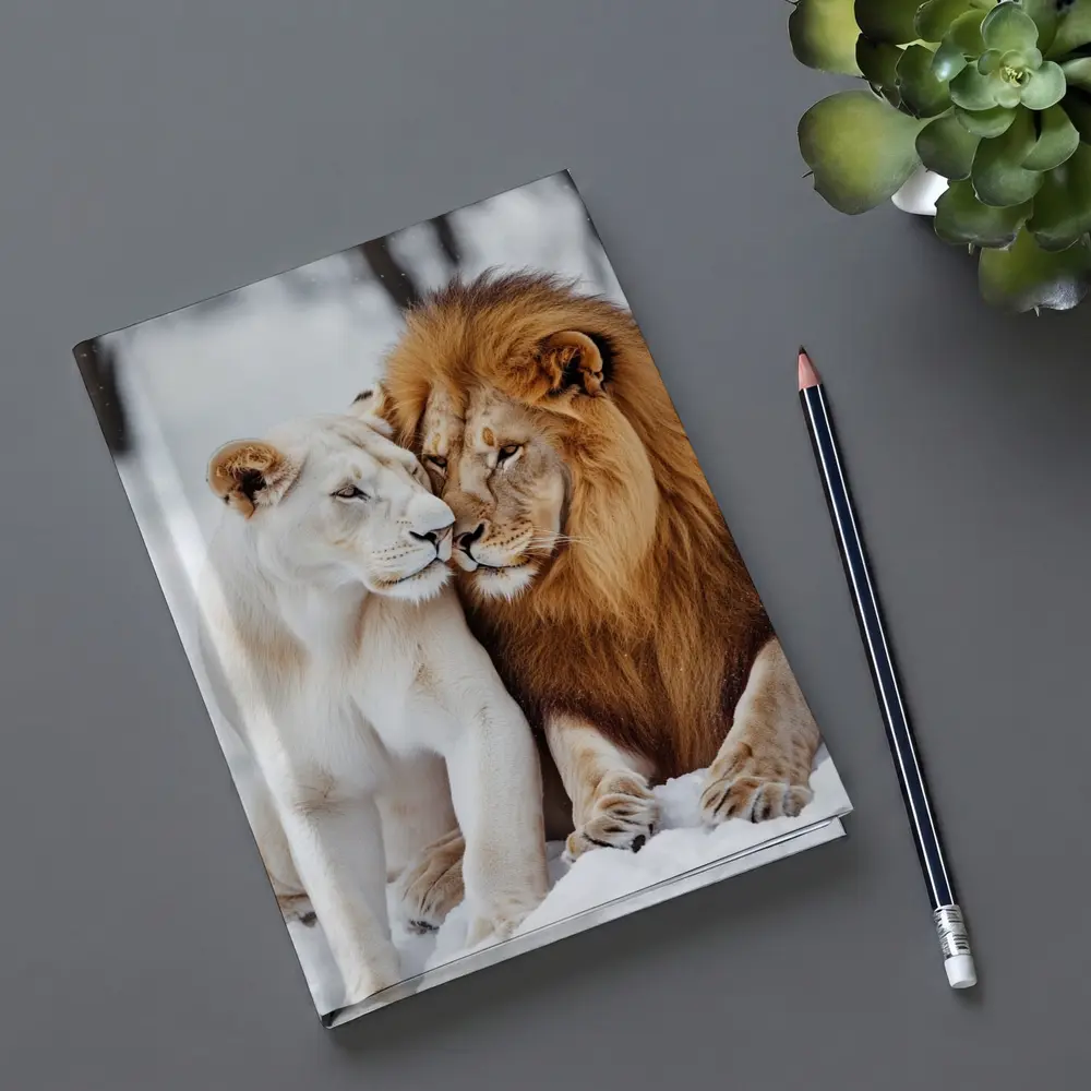 White Lioness and Lion in Snow – Notebooks
