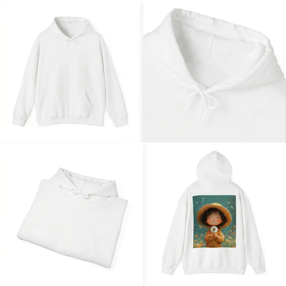 Cute Girl Dandelion Field Cartoon Art – Hoodies