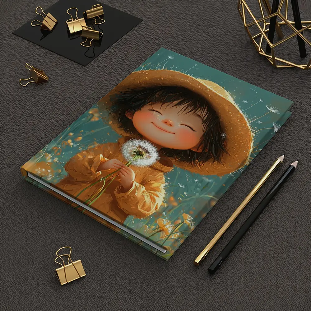 Cute Girl Dandelion Field Cartoon Art – Notebooks