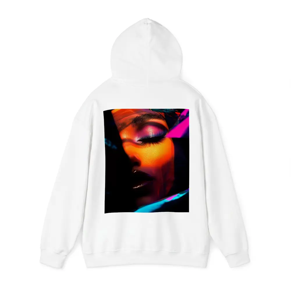 Neon Makeup Woman Dark Cyberpunk Portrait – Hoodies