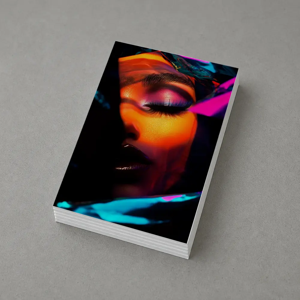 Neon Makeup Woman Dark Cyberpunk Portrait – Postcards