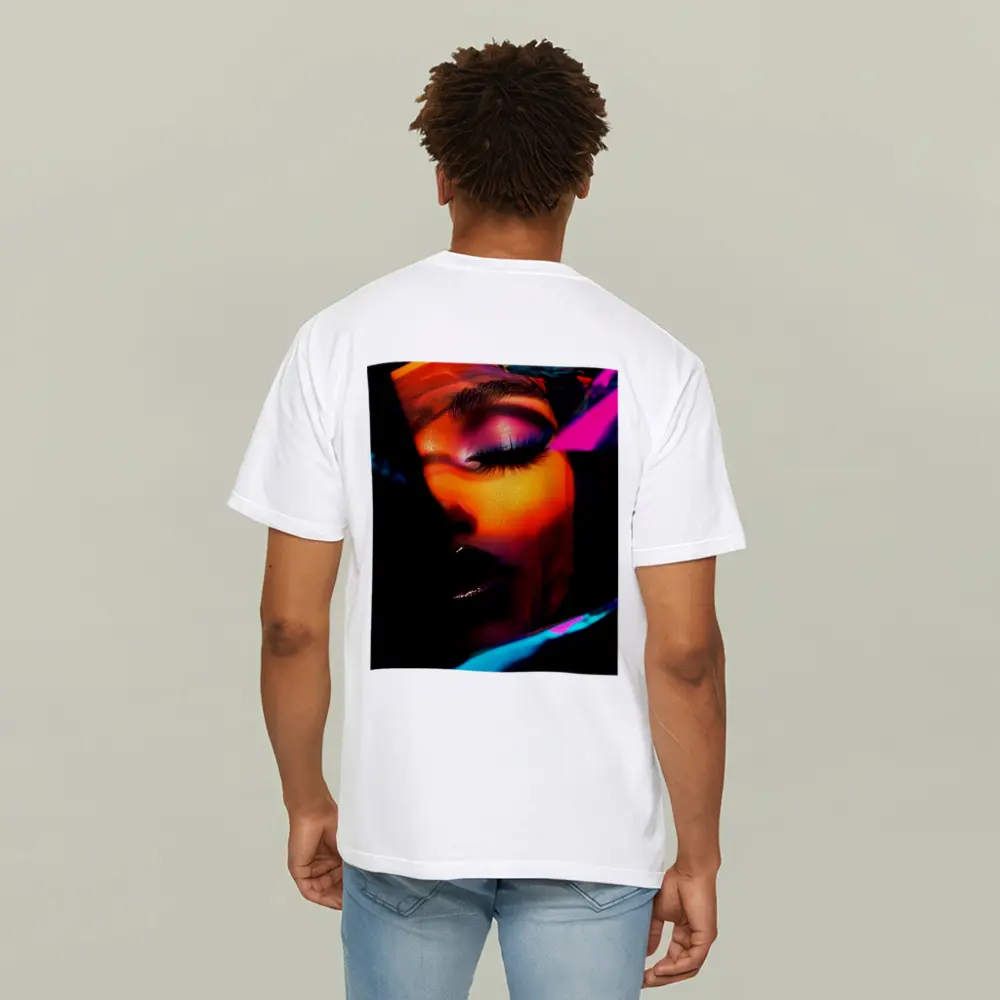 Neon Makeup Woman Dark Cyberpunk Portrait – T-Shirts