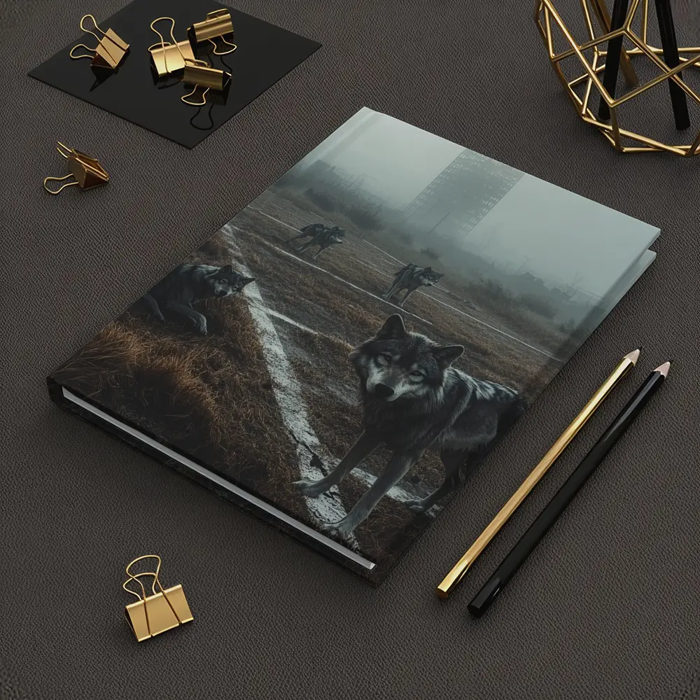 Wolf Pack Roaming Misty Abandoned Industrial Ruins – Notebooks