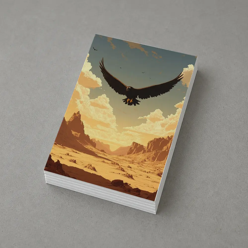 Eagle Soaring Over Desert Canyon Illustration – Postcards