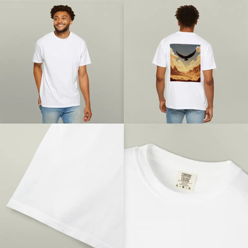 Eagle Soaring Over Desert Canyon Illustration – T-Shirts