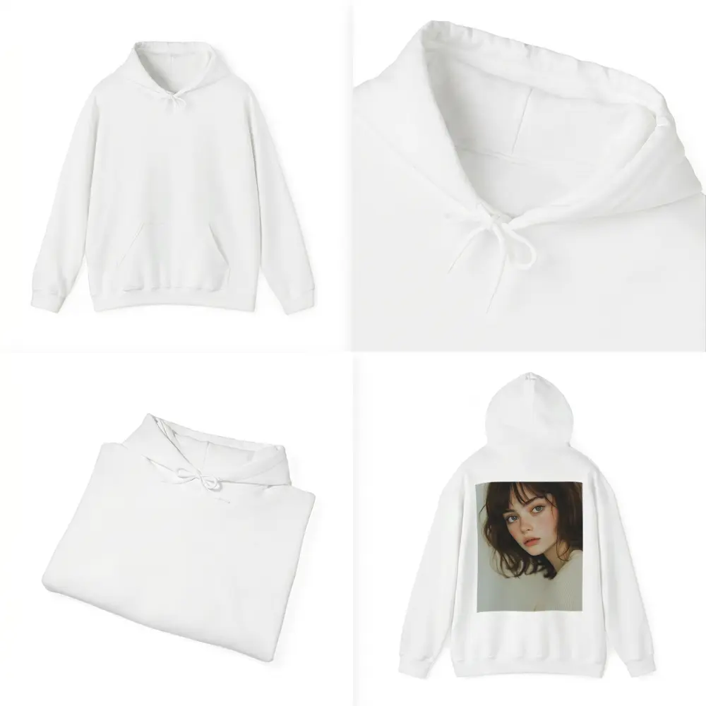 Young Woman Portrait Soft White Background – Hoodies