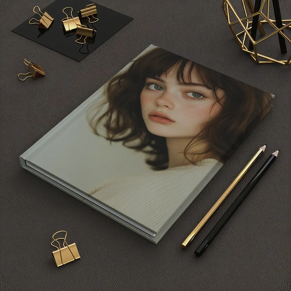 Young Woman Portrait Soft White Background – Notebooks