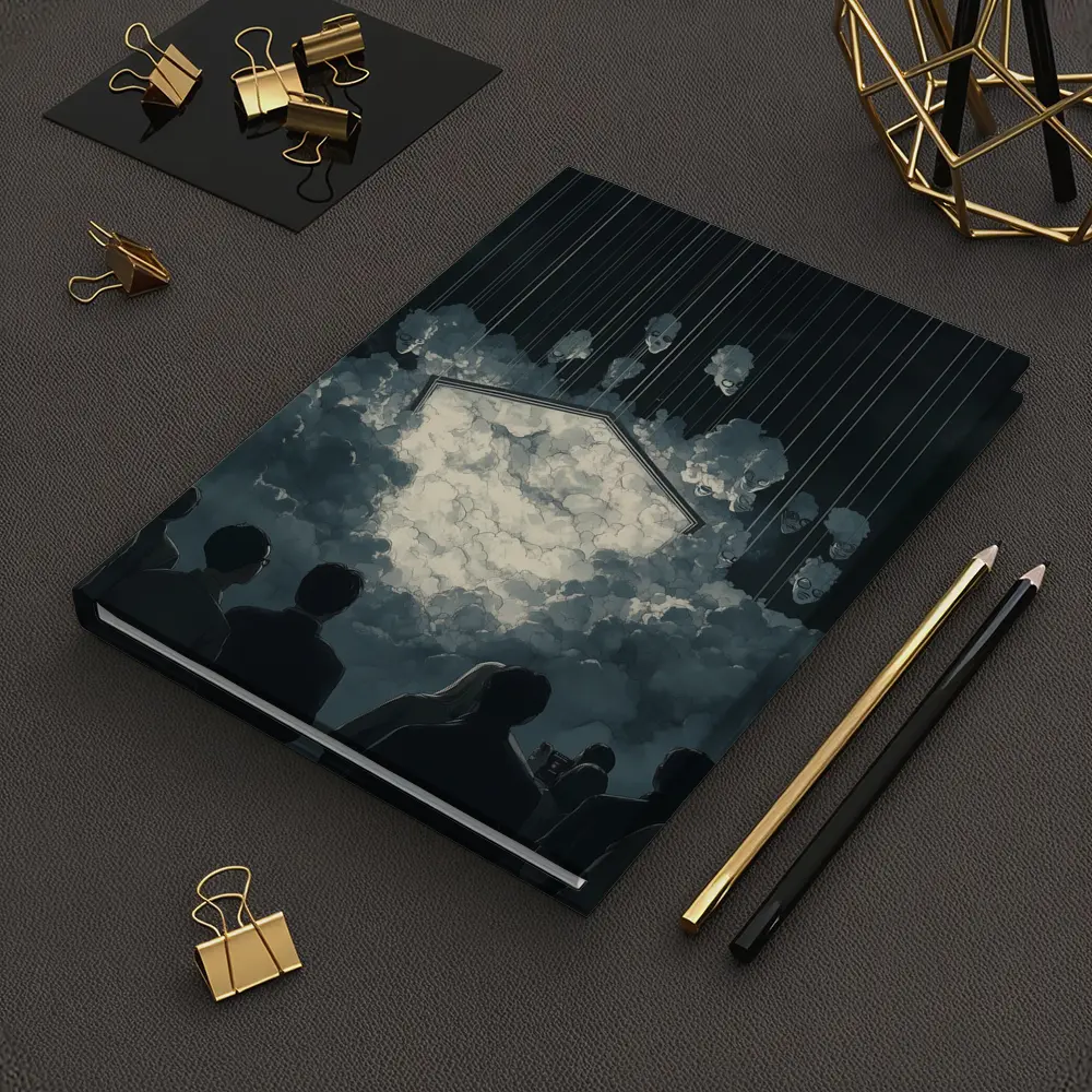 Dark Surreal Crowd Watching Glowing Cloud Portal – Notebooks