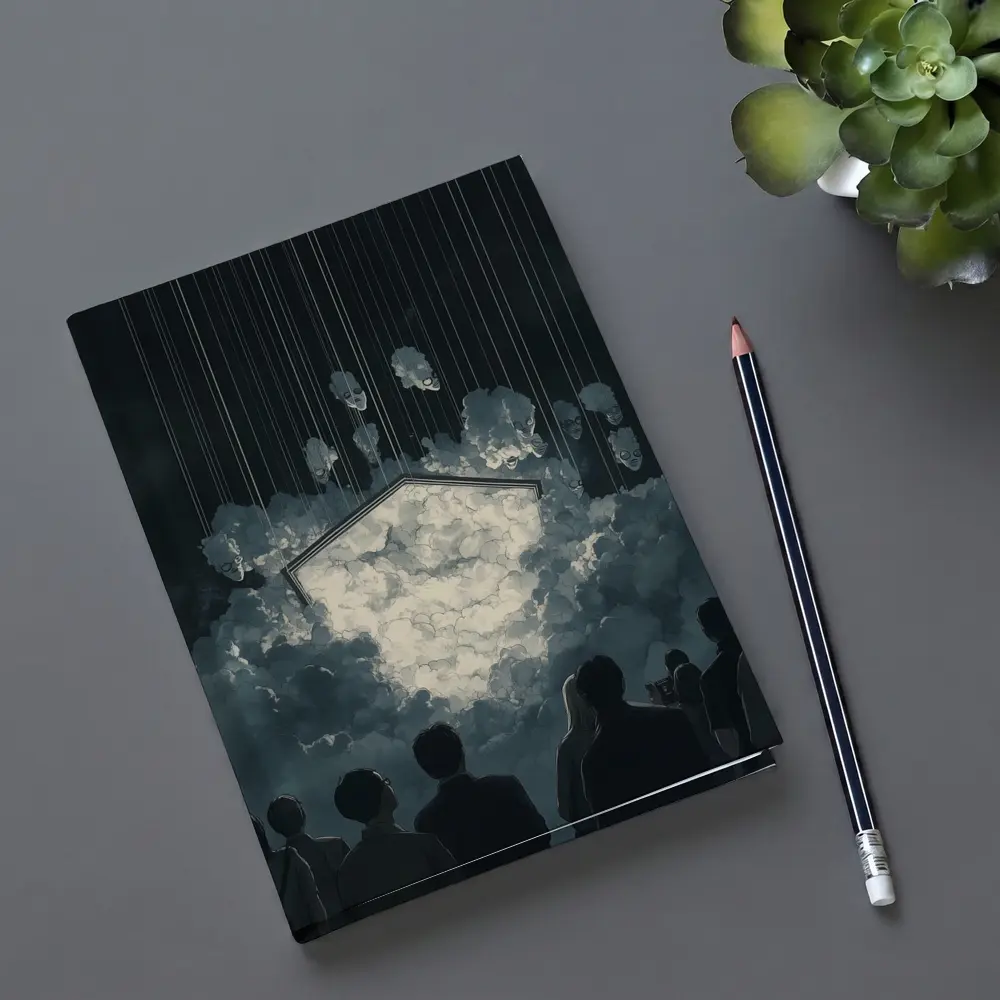 Dark Surreal Crowd Watching Glowing Cloud Portal – Notebooks