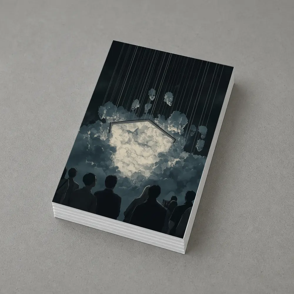 Dark Surreal Crowd Watching Glowing Cloud Portal – Postcards