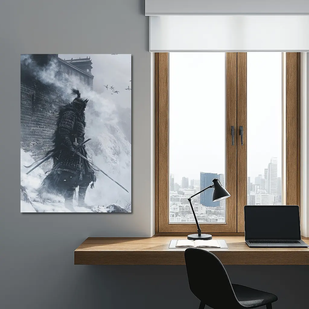 Samurai Warrior Snow Fortress Misty Winter – Wall Art