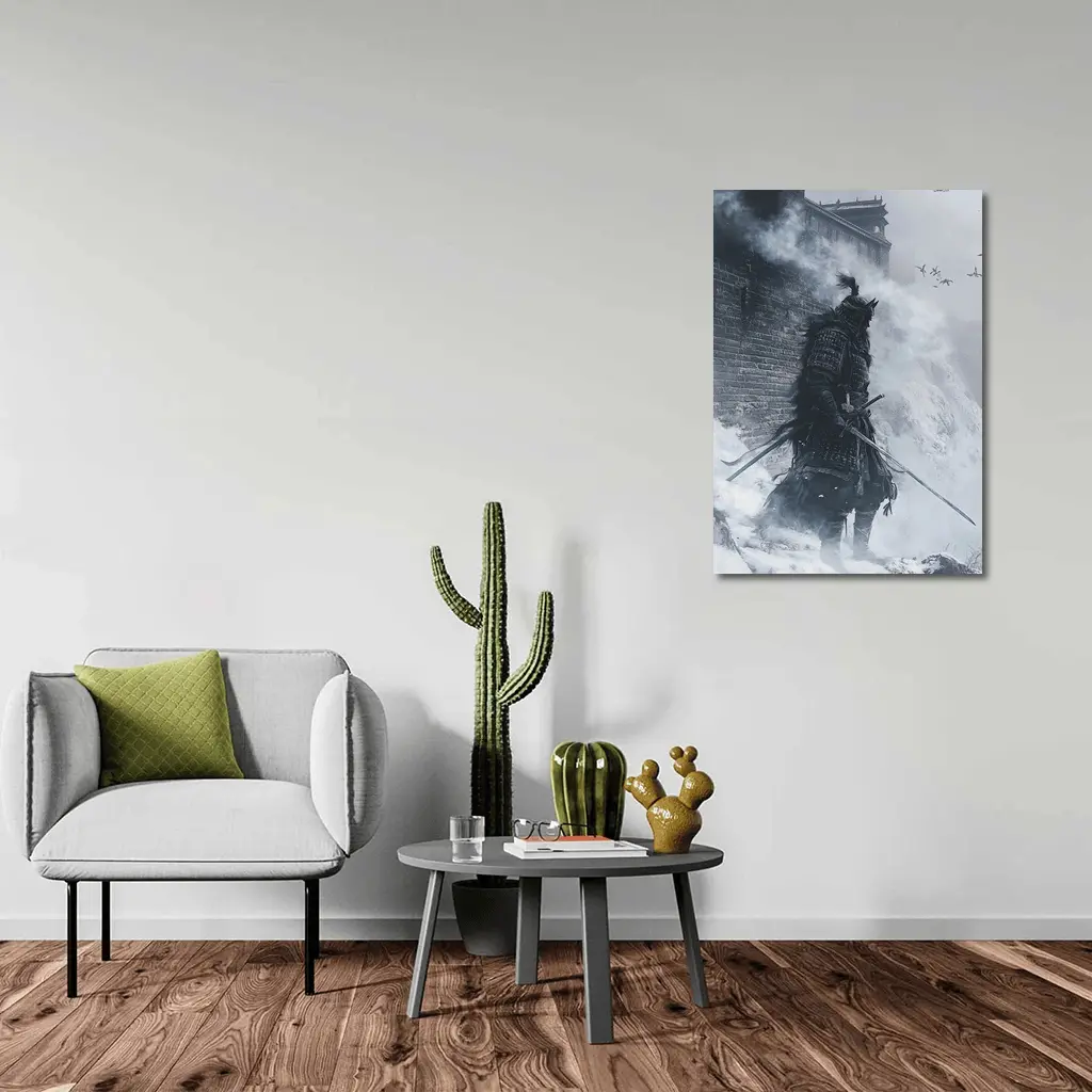 Samurai Warrior Snow Fortress Misty Winter – Wall Art